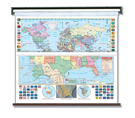 world geography metal combo box|Educational United States & World Classroom Map Combo Sets.